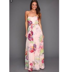 Ted Baker Floral Strapless Chiffon Dress